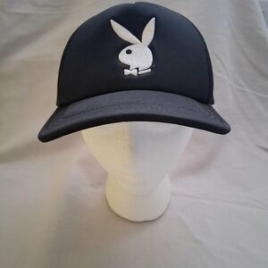 Embroidered Lids Playboy Snapback Hat  : Black & White